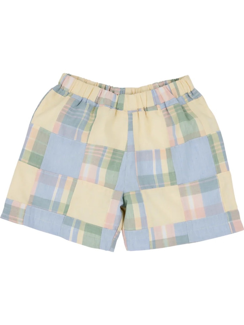 TBBC Pastel Patchwork Plaid Elastic Waist Shorts